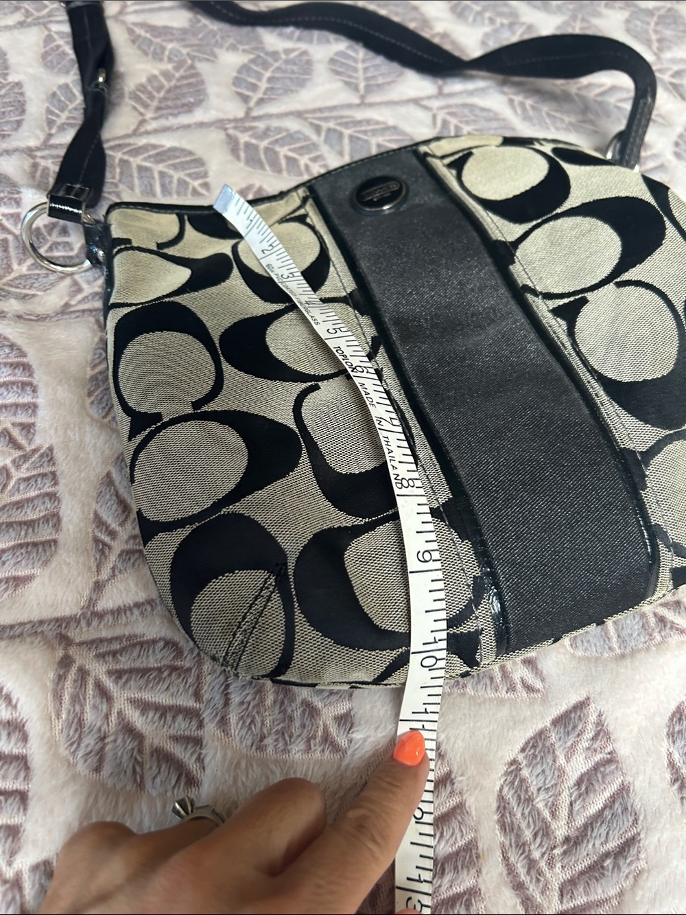 Used Coach Black and grey Signature Crossbody Shoulder Bag with free coin purse - Picture 6 of 8